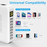 Usb Charging Station, 8-Port 60W/12A Usb Charger Station, Multi Ports Usb-A Charging Hub With Led Display, Compact Desktop Charger For Multiple Devices, Iphone Ipad Samsung Android And Tablet