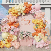 160Pcs Pink Yellow Orange Balloon Garland Arch Kit, Macaron Pastel Pink And Yellow Latex Balloons For Baby In Bloom Birthday Boho Daisy Groovy Spring Party Decorations