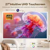 27-Inch Portable Smart Tv On Wheels With Touch Screen Monitor | 8G Ram +128G Storage | 8-Core Cpu Qualcomm | Built-In 6-8H Battery | 8Mp Webcam | Android 13 Os | Full Swivel Rotation | Remote Control