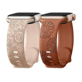 Floral Engraved Silicone Band for Apple Watch 38-49mm Women Sport Strap