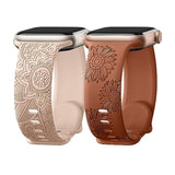 Floral Engraved Silicone Band for Apple Watch 38-49mm Women Sport Strap