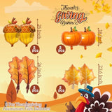 8pcs Fall Foil Balloon Set Pumpkin Acorn Maple Leaf Orange Balloons for Autumn Party