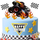 Trucks Cake Topper Truck Cake Decorations Racing Car Checkered Flag Birthday Cake Cupcake Toppers For Kids Boys Truck Themed Racing Car Party Decorations Supplies
