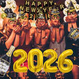 2026 New Year Party Kit with Hats, Balloons, Glasses, and Decorations