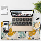 Large Mouse Pad Palm Leaves Gaming Desk Pad Computer Keyboard Non-Slip Waterproof Mouse Mat With Rubber Base And Stitched Edges Entertainment Office Writing Desk Mat 35.4 X 15.7 Inches