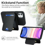 For Iphone 11 Case 2 In 1 Detachable Magnetic Wallet With Card Holder Magsafe Compatible Stand Phone Case Credit Card Slots Pu Leather For Women Men-Black