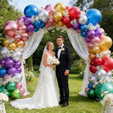 110Pcs Metallic Multi Balloons, Metallic Color Latex Balloons 12 Inch, Multi Balloon For Birthday Party Baby Shower Wedding(With 2 Ribbons).