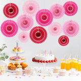 12Pcs Paper Fans Hot Pink Party Decorations Tissue Paper Flowers Decorations Hanging Honeycomb Round Paper Fans Decoration For Girl Groovy Birthday Baby Shower Wedding