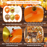 110PCS Fall Birthday Balloon Arch Kit with Maple Leaf Balloons and Rustic Backdrop