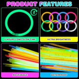 500 Pcs Ultra Bright Glow Sticks, 8 Inch Glow Sticks Bulk Party Pack, Light Up Sticks For Glow Bracelets, Necklaces, Concerts, Christmas, Party Supplies With 500 Connectors