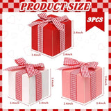 Valentine'S Day Tiered Tray Decor, 3 Pcs Mini Wooden Presents, Farmhouse Valentine'S Day Home Decor With Bowknot, Valentine'S Day Centerpiece For Table