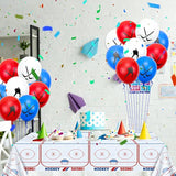 Hockey Party Decorations - 3 Pcs Ice Hockey Tablecloths, 18 Pcs Hockey Balloons Disposable Plastic Ice Hockey Rink Table Cover For Sports Event Game Day Hockey Birthday Party Supplies