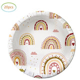 Boho Rainbow Party Plates & Napkins Set – Serves 20 Guests for Any Celebration