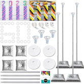 Balloon Columns Stand Set Of 4, 7 Feet Telescoping Ballon Arches Stands With Bases For Floor, Height Adjustable Metal Ballon Tower Pillar Kits For Graduation, Birthday, Baby Shower