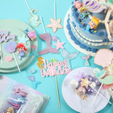 42 Pcs Mermaid Cake Topper Under The Sea Cake Toppers Birthday Decorations Starfish Shell Mermaid Tail Seaweed Leaves Cupcake Candle For Birthday Baby Shower Party