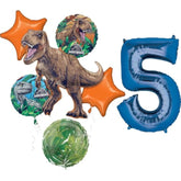 Jurassic Dinosaur World 5th Birthday Party Supplies Foil Balloon Bouquet Decorations