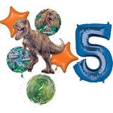 Jurassic Dinosaur World 5th Birthday Party Supplies Foil Balloon Bouquet Decorations