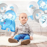 45 Pieces Elephant Balloon 12 Inch Baby Shower Elephant Balloon For Baby Boy Girl Gender Reveal Animal Themed Birthday Party Supplies Indoor Outdoor Decor(Blue, Grey, White)