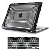 MOSISO Compatible with MacBook Air 13 inch Case 2022 2021 2020 Release A2337 M1 A2179 with Retina Display Touch ID, Heavy Duty Plastic Hard Shell Case with TPU Bumper & Keyboard Cover, Black