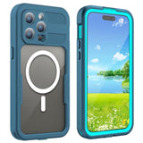Phone Case Compatible With Iphone 15 Pro,Magnetic Waterproof Dropproof Dirtproof Snowproof Anti-Scratch Heavy Duty Full Body Protect Built In Screen Protector Rugged 6.1 Inches