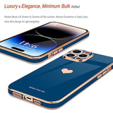 Compatible With Iphone 14 Pro Max Case For Girl Women Cute Love-Heart Luxury Bling Soft Cover Raised Camera Protection Bumper Silicone Shockproof Phone Case For Iphone 14 Pro Max, Royal Blue