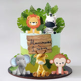 Jungle Safari Animal Cake Topper Lion Giraffe Monkey Elephant Zebra Party Decor