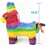 16" Rainbow Donkey Pinata - Mexican Theme Party Decoration For Birthdays, Fiestas & Cinco De Mayo - 16 X 13 X 4.5 Inch Kids Party Favors