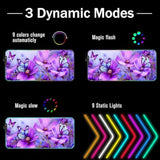 Rgb Gaming Mouse Pad And Coffee Coaster, Xxl Large Glowing Led Mousepad, Anti-Slip Rubber Base, Computer Keyboard Desk Mouse Mat 31.5 X 11.8 Inch - Purple Flowers And Butterfly