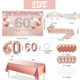 60Th Birthday Decorations Balloon Set Women'S Arch, Rose Gold 60Th Birthday Banner And Party Tablecloth, Belt And Tiara, Pink Gold 60Th Balloon, Pink Birthday Cake Top, Latex Balloon * 60