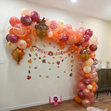 Fall Balloon Arch Kit with Orange Burgundy Pink Nude Balloons for Thanksgiving Party