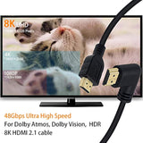 8K Hdmi Cable 2Feet, Hdmi 2.1 Cable 90 Degree Left Angle Hdmi Male To Male 8K
