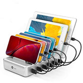 Charging Station For Multiple Devices - 6 Port Fast Charging Station For Iphone Ipad Android And Tablet - Multi Charging Stations - Phone Charging Stations With 6 Mixed Cables Included(Ul Certified)