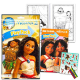 Publishing Set Of 15 Kids Play Packs Bundle ~ Fun Party Favors Coloring Book Crayons, Stickers, Door Hanger, Loot Bags (Moana)