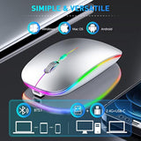 Led Wireless Mouse,5.2/3.0 2.4G Three Mode Mouse Rechargeable New Type Of Wireless Silent Mouse,Wireless Mouse For Laptop,Pc,Macbook Air,Macbook Pro,Ipad,Mac,Computer Mouse (Silver)
