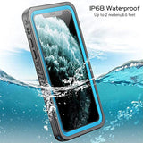 Compatible With Iphone 11 Waterproof Case, Built-In Screen Protector Full-Body Rugged Bumper Sealed Cover Shockproof Dustproof Waterproof Case For Iphone 11 6.1 Inch (Blue/Clear)