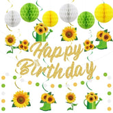 Sunflower Birthday Decorations Banner Honeycomb Balls Hanging Swirls