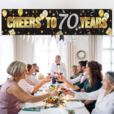 Happy 70th Birthday Banner Gold Glitter Sign for Anniversary & Celebration Decor
