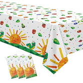 Hungry Theme Caterpillar Party Tablecloth Decorations - Disposable Caterpillar Birthday Table Cover Party Supplies For Birthday Baby Shower - 3 Pack (54In X 108In)