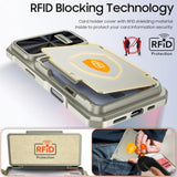 iPhone 16 Pro Case Wallet with Hidden Card Holder and Pop-up Camera Cover, Military Grade Protection, Durable Kickstand Heavy Duty Men Women Shockproof Case for iPhone 16 Pro, Titanium