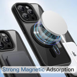 JETech Magnetic Case for iPhone 15 Pro 6.1-Inch Compatible with MagSafe, Shockproof Phone Bumper Cover, Solid Color Matte TPU Frame, Anti-Scratch Clear Back (Black Titanium)