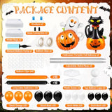 2 Sets Halloween Balloon Column Stand Kit with Pumpkin Foil Balloons Arch Garland