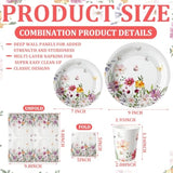 250PCS Wildflower Party Tableware Set for 50 Guests - Plates, Cups, Napkins