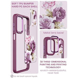 For Samsung A23 4G/ 5G Case, Galaxy A23 Case Tempered Glass Screen Protector,Military Grade Drop Tested Hard Back & Soft Edge Slim Flower Women Girls Phone Protective Cover For A23 5G (Purple)