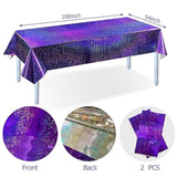 Silver Glitter Plastic Tablecloth Cover For Parties Iridescent Plastic Tablecloths Disposable Laser Rectangle Table Covers Foil Tablecloth Party Birthday Bridal Wedding Decoration (Silver, 2)