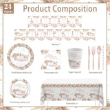 Boho Fall Pumpkin Baby Shower Decorations Bohemia Floral Little Pumpkin Party Supplies Disposable Tableware Set 194 Pcs Plates Napkins Banners Plastic Tablecloth For Baby Shower Kids Party