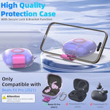 Beats Fit Pro Clear Case with Secure Lock and Phone Stand, Compatible with 2021 Beats Fit Pro Earbuds Accessories with Cleaner Kit & Keychain (Purple)