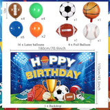 Sports Birthday Party Decorations, 40Pcs Sports Theme Backdrop Banner And Balloons Kit, Basketball Football Baseball Soccer Honeycomb Cake Topper For Birthday Party For Boys And Girls