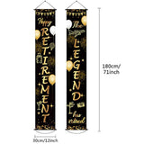 Retirement Porch Sign Door Hanging Banner, Retirement Banner The Legend Fabric Door Sign Background For Retire Party Decoration Supplies, 71 X 12 Inches(Black And Gold)