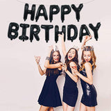 Black Happy Birthday Balloons Banner 16" Mylar Foil Letters Reusable Party Decor