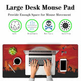 Zombie Apocalypse Mouse Pad Keyboard Mat Red Sky Full Moon Leafless Trees And Crosses Black Bats Large Gaming Mousepad For Desk,Computer,Office 35.4"X15.7"